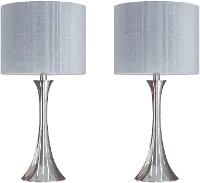 TL24-LENUXE-DBL NILGY2 Lenuxe Polished Nickel Table Lamps with Sparkly Gray Shades, Set of 2
