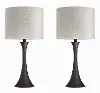 TL24-LENUXE-DBL OBNA2 Lenuxe Bronze Table Lamps with Natural Linen Shades, Set of 2