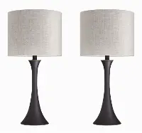 TL24-LENUXE-DBL OBNA2 Lenuxe Bronze Table Lamps with Natural Linen Shades, Set of 2