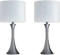 TL24-LENUXE-SBT_NIW2 Lenuxe Nickel Table Lamps with White Shades, Set of 2