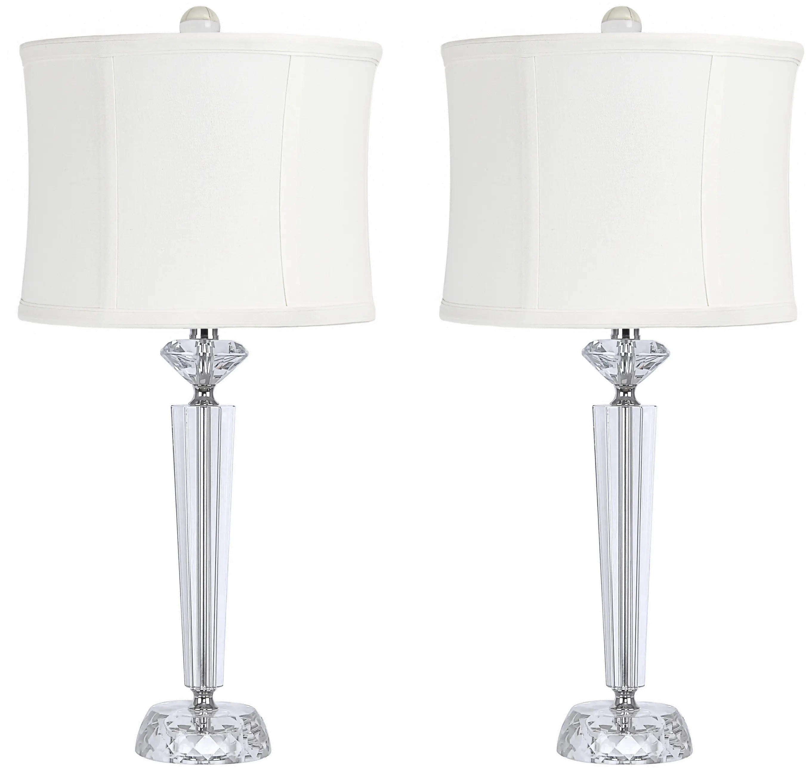 TL25-DIAMPIL-RBW K9W2 Diamond Pillar Table Lamps with Off-White Linen Shades, Set of 2-1