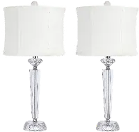 TL25-DIAMPIL-RBW K9W2 Diamond Pillar Table Lamps with Off-White Linen Shades, Set of 2