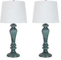 GVT25-GT-WINDSR-KTL TQW2 Windsor Smokey Turquoise Glass Table Lamps, Set of 2