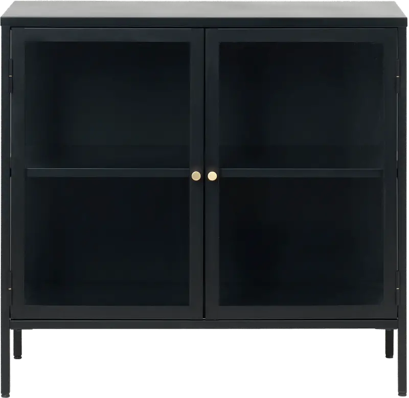 Carmel Black Metal & Glass Accent Cabinet