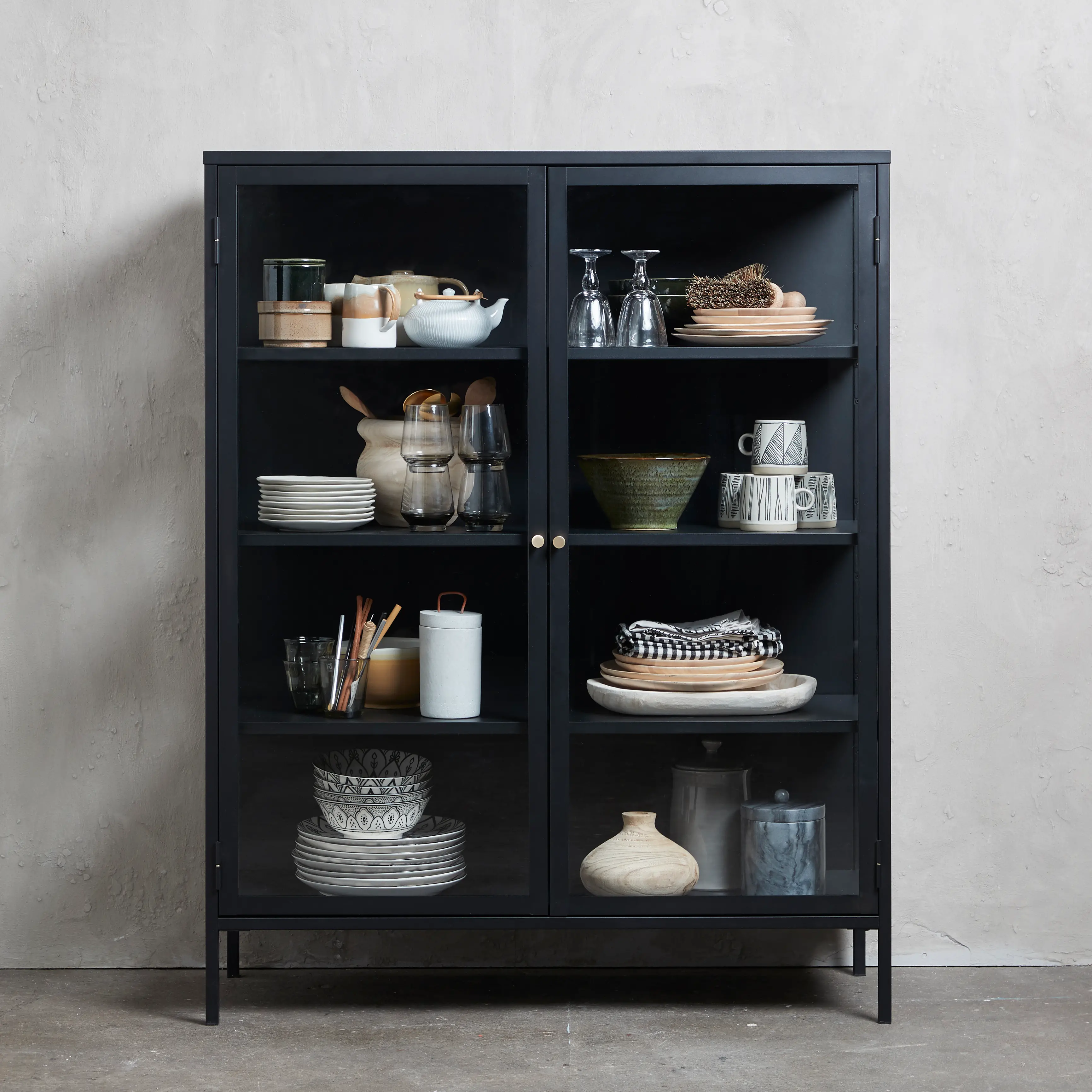 Carmel Black Metal & Glass 55  Tall Cabinet-2