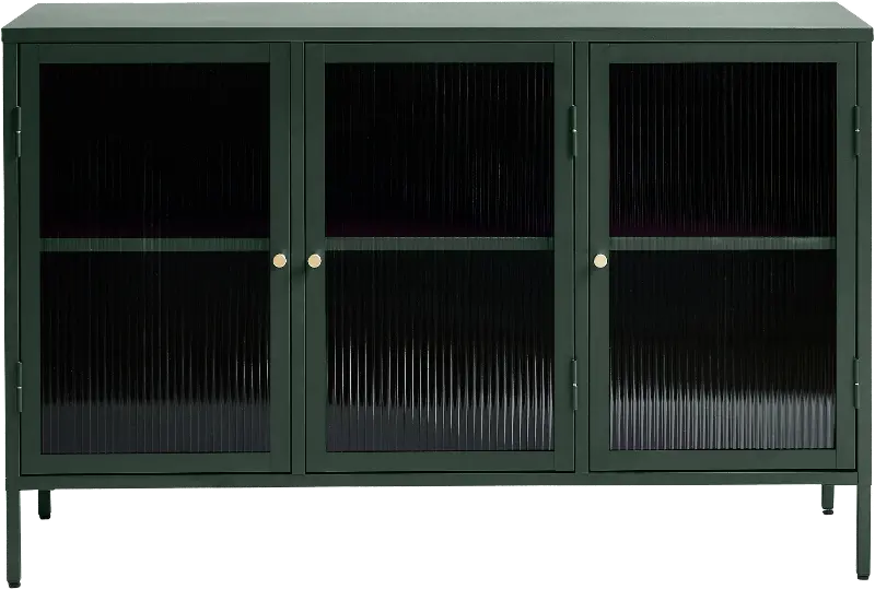 Bronco Green Metal & Glass 3-Door Sideboard