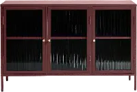 Bronco Red Metal & Glass 3-Door Sideboard