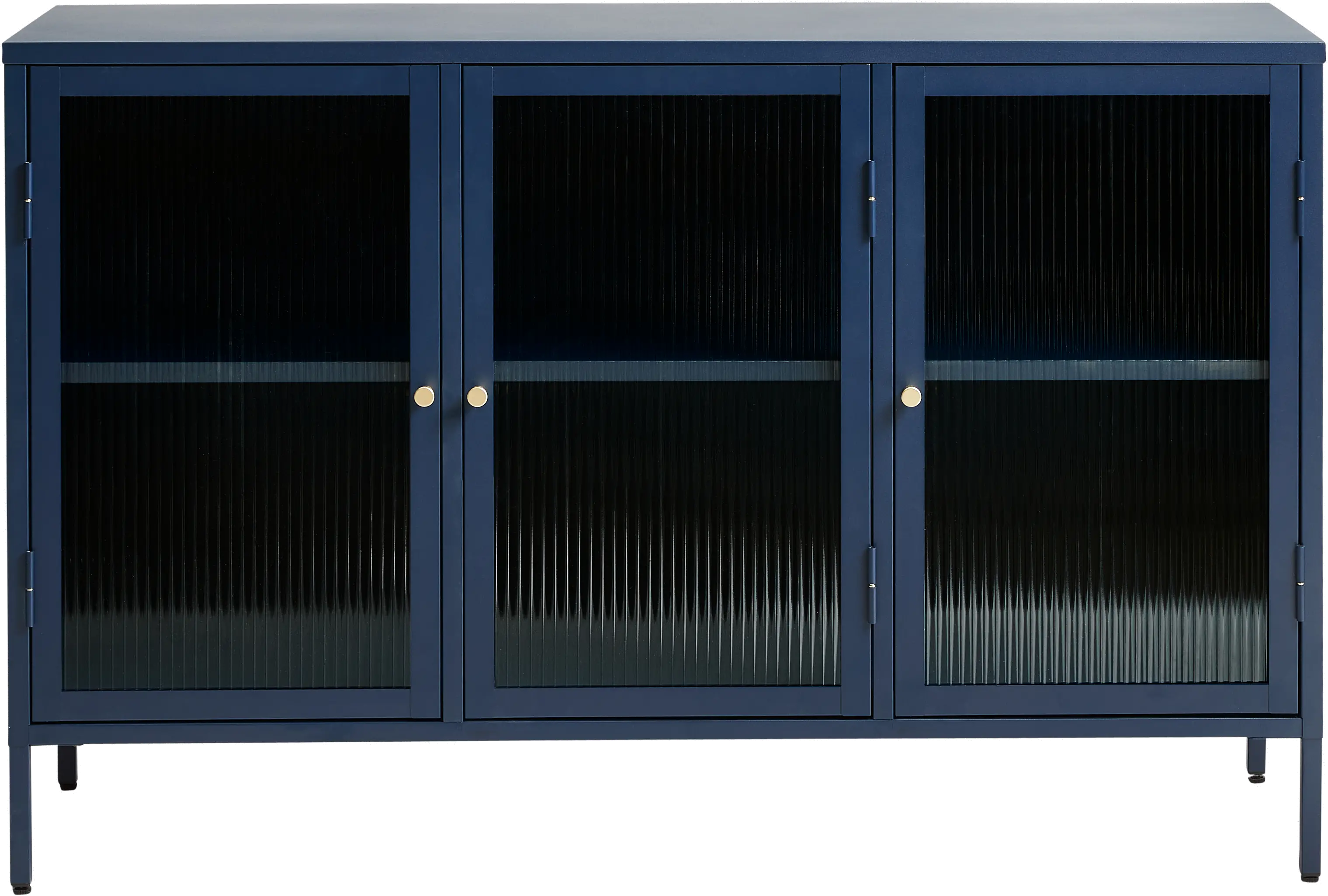 Bronco Blue Metal & Glass 3-Door Sideboard-1