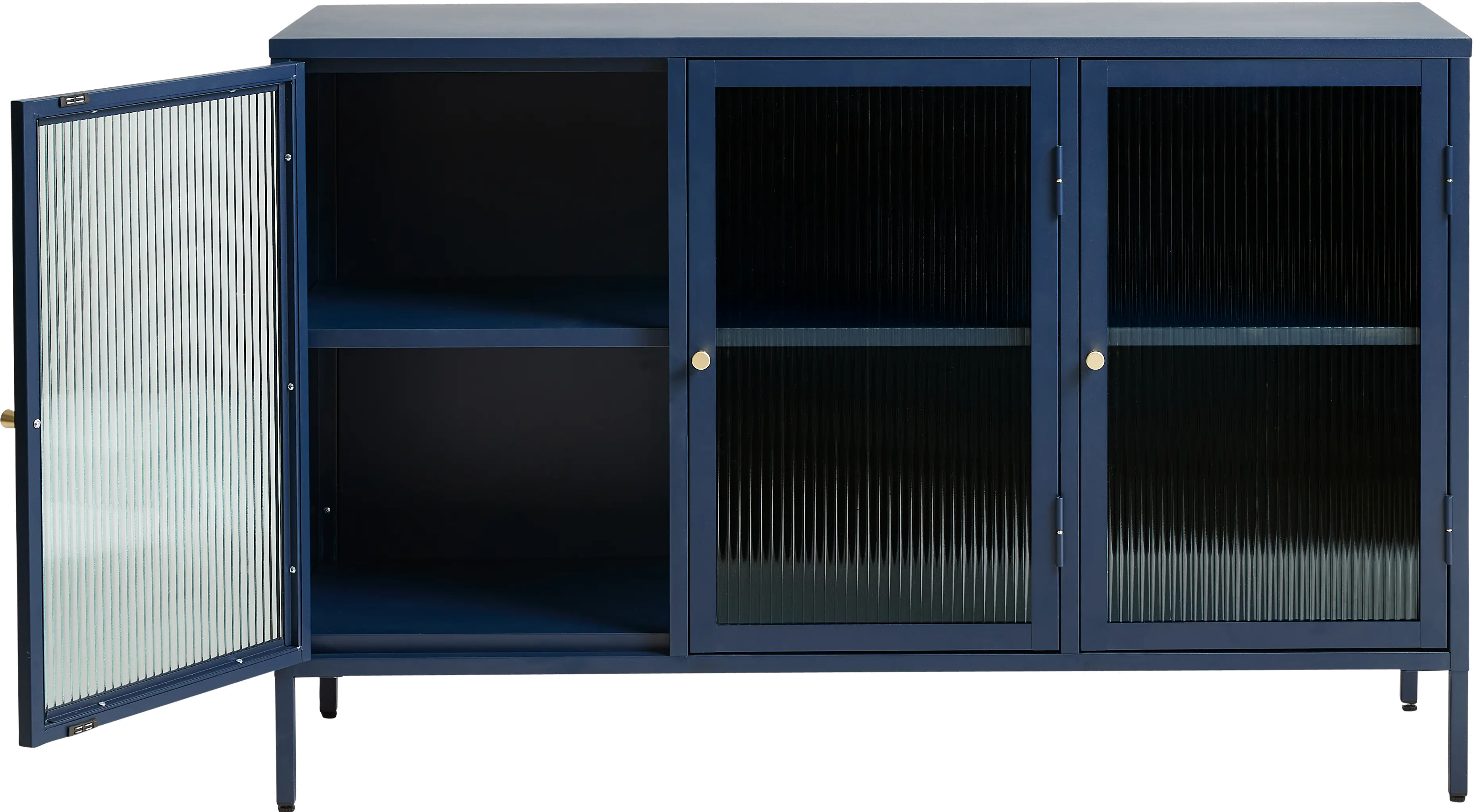 Bronco Blue Metal & Glass 3-Door Sideboard-3