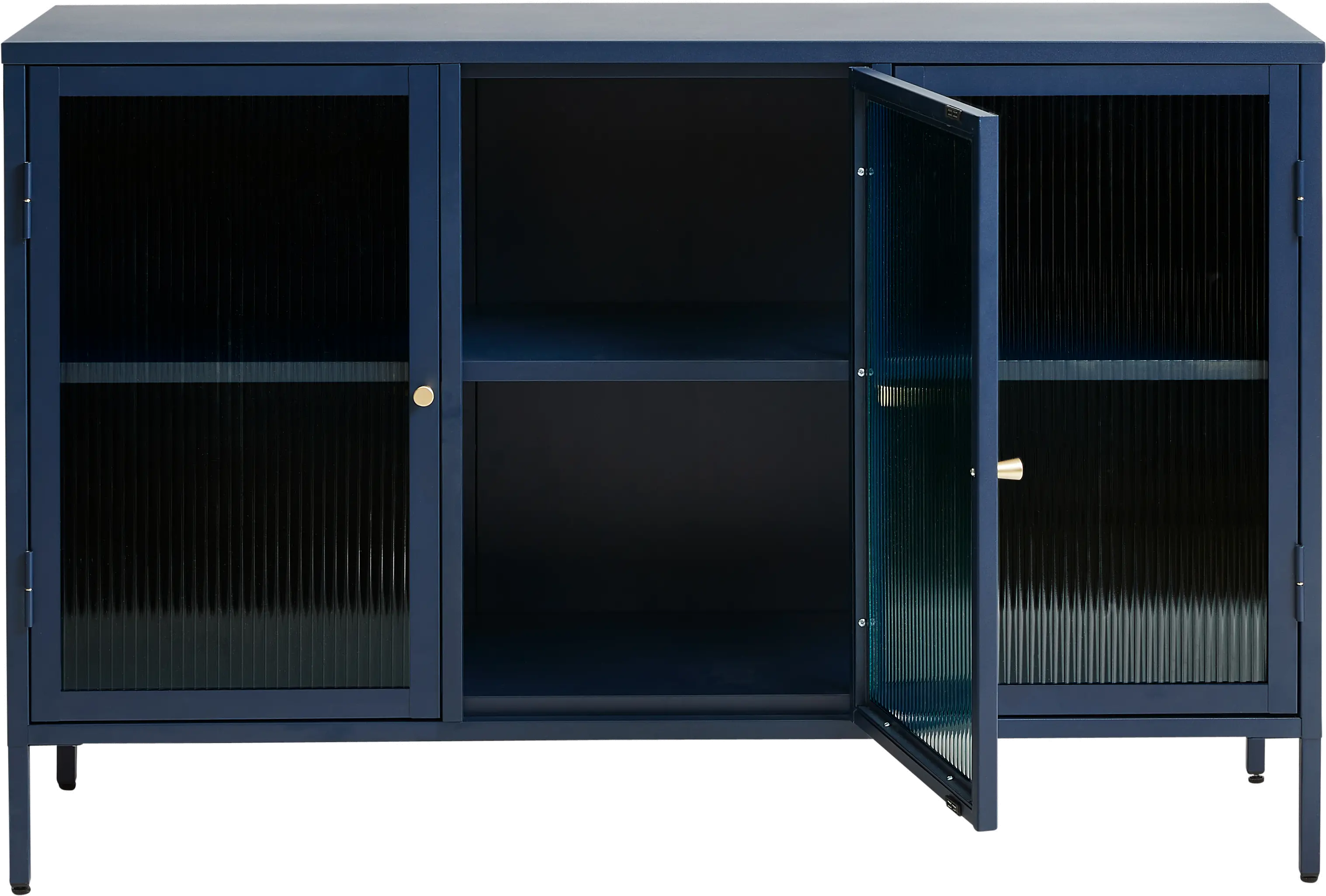 Bronco Blue Metal & Glass 3-Door Sideboard-4