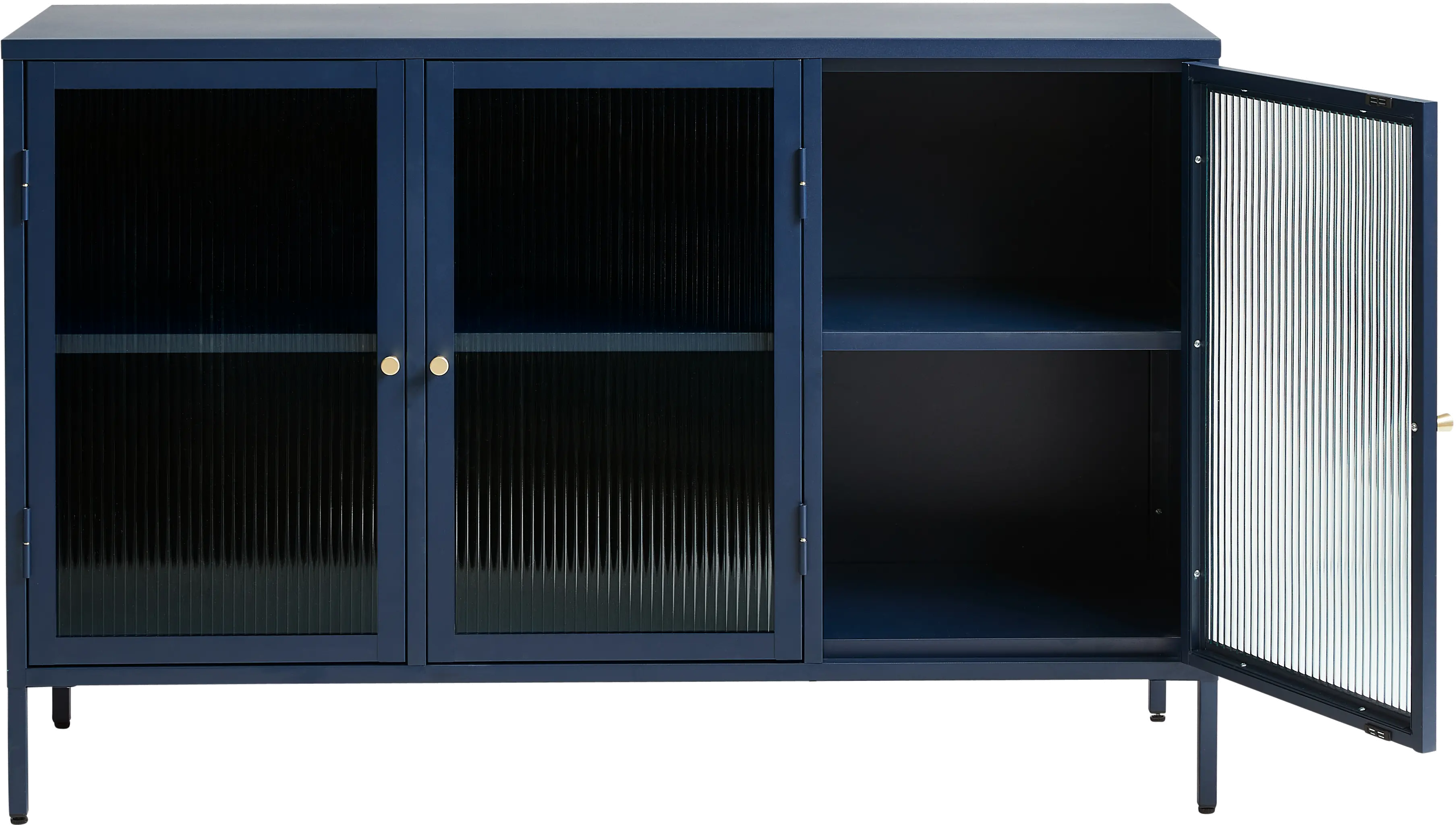 Bronco Blue Metal & Glass 3-Door Sideboard-5
