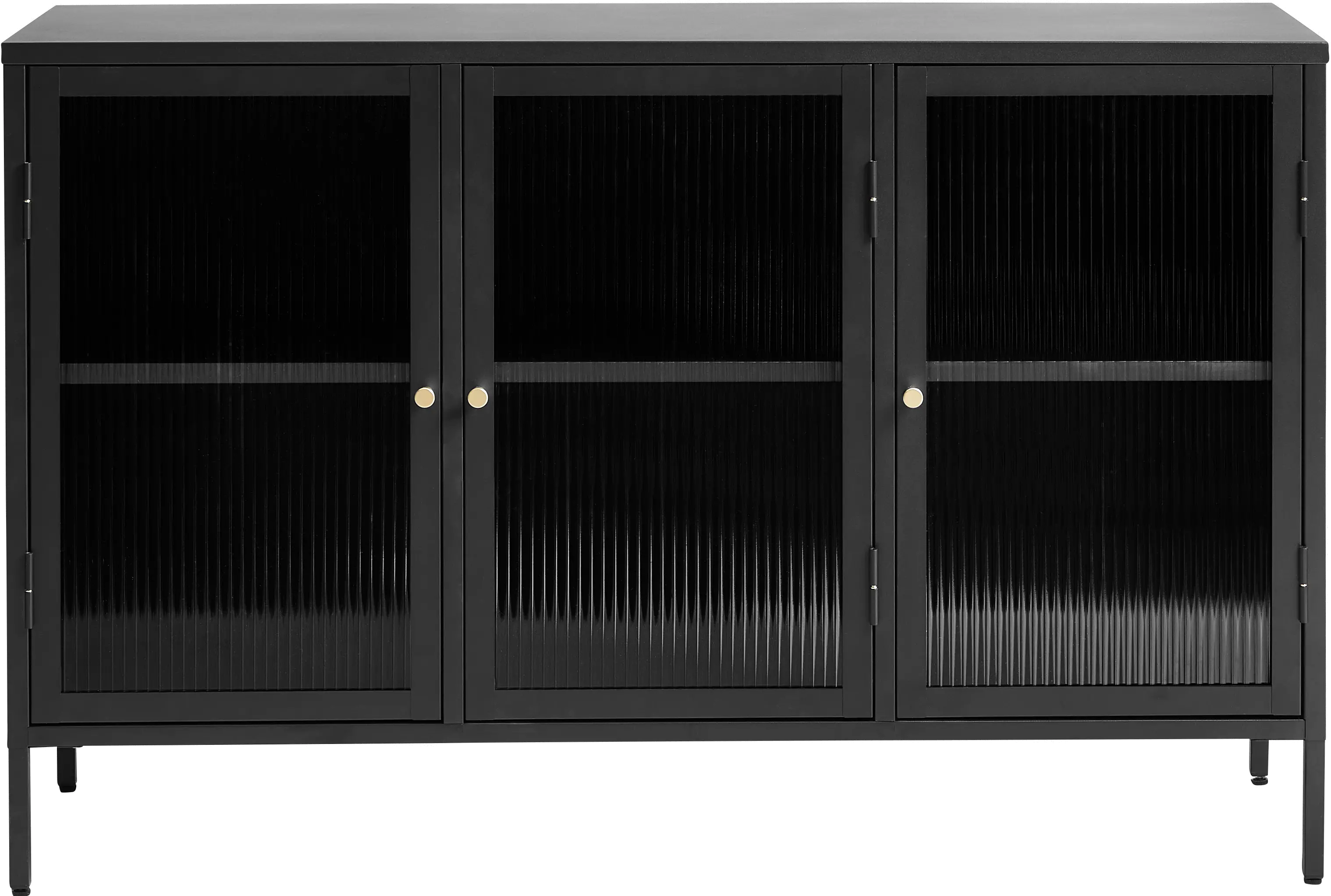 Bronco Black Metal & Glass 3-Door Sideboard-1