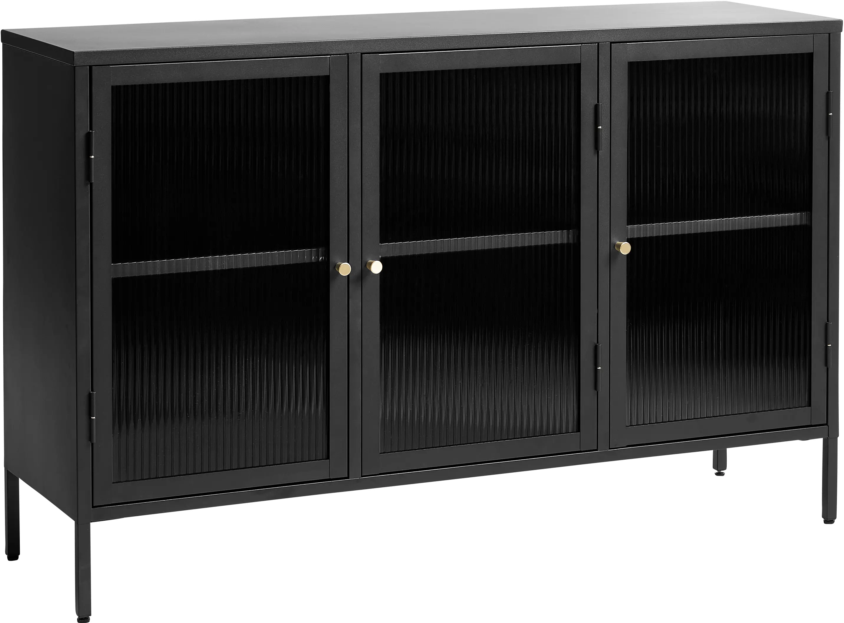 Bronco Black Metal & Glass 3-Door Sideboard-3