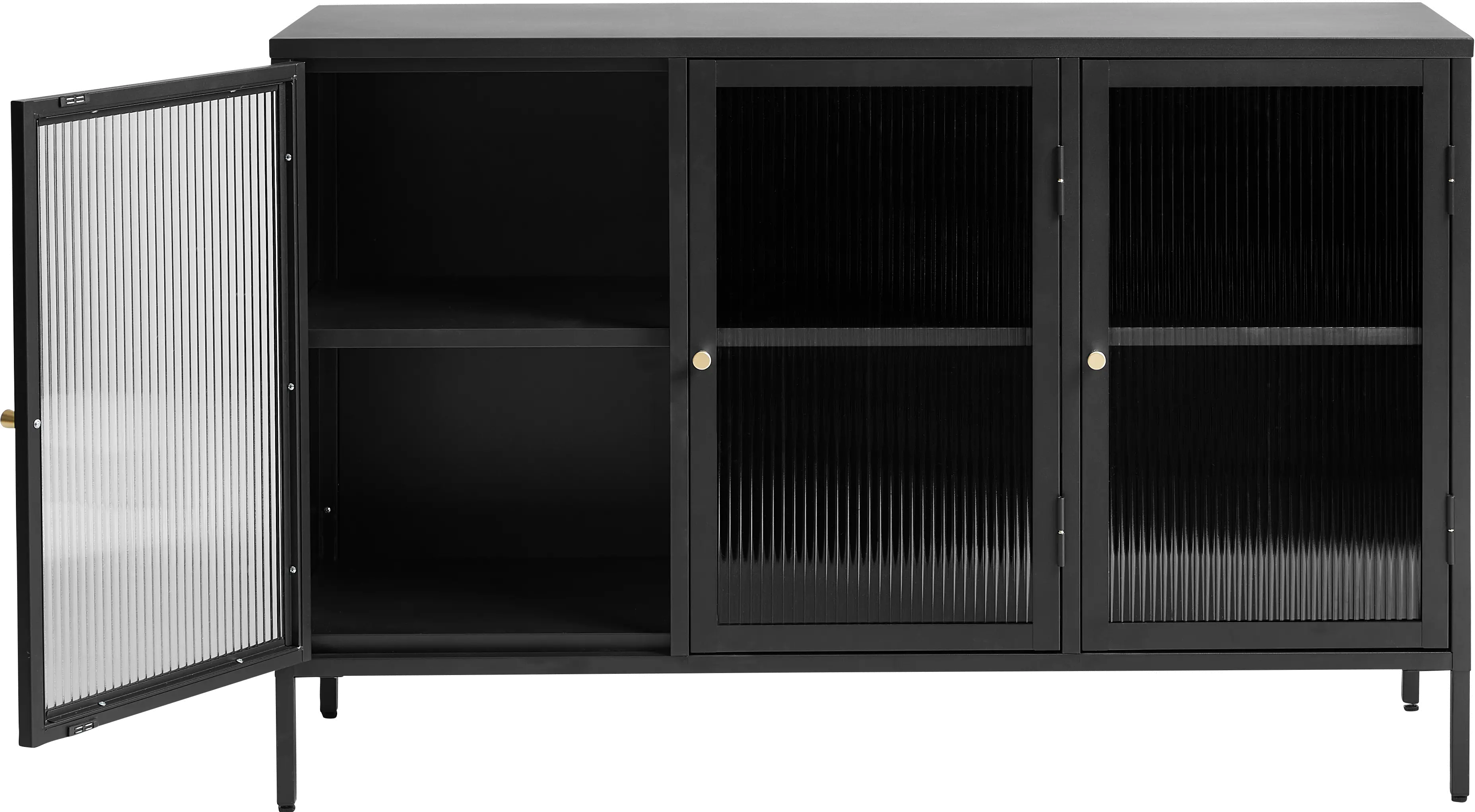 Bronco Black Metal & Glass 3-Door Sideboard-4