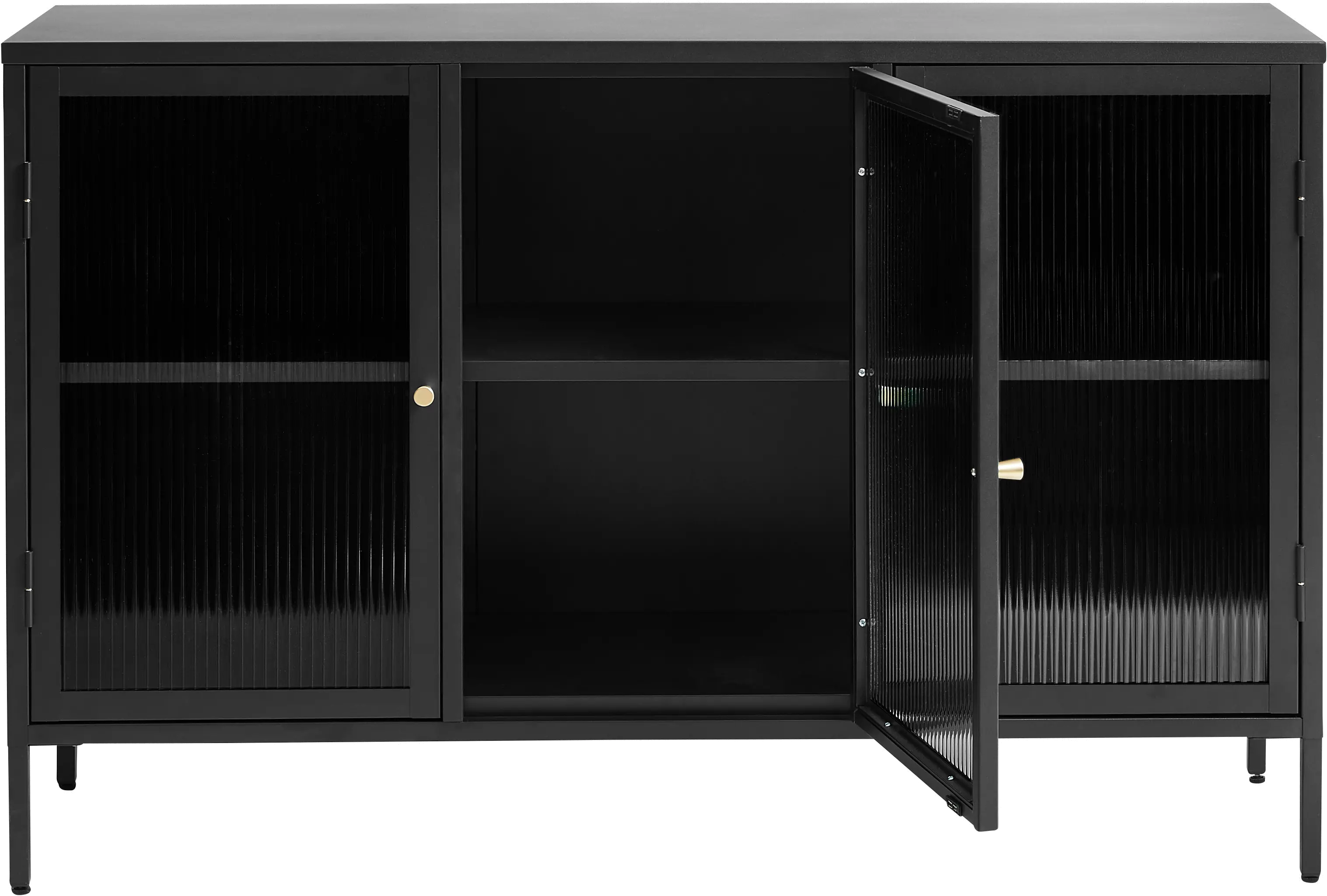 Bronco Black Metal & Glass 3-Door Sideboard-5