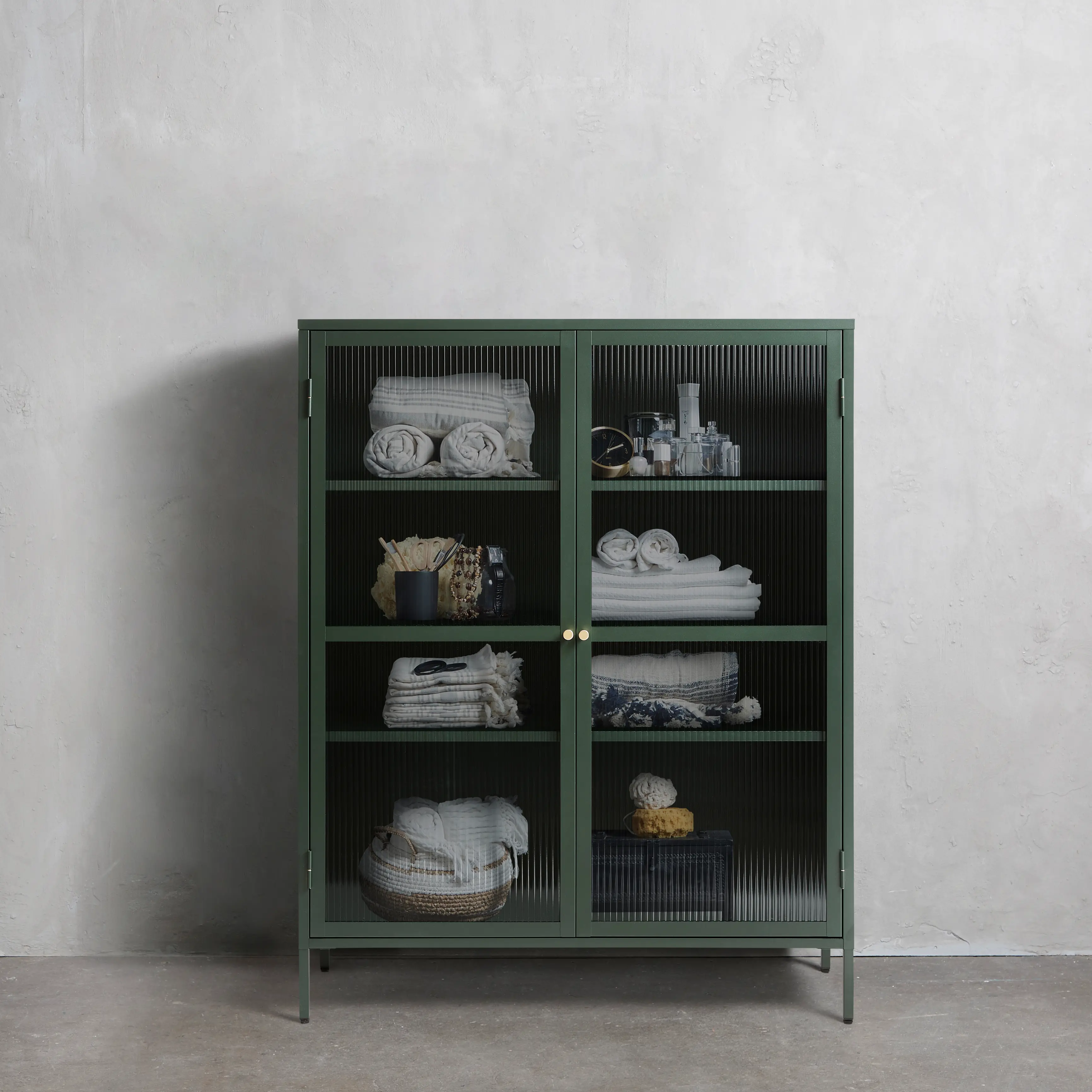 Bronco Green Metal & Glass 55  Tall Display Cabinet-2