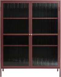 Bronco Red Metal & Glass 55  Tall Display Cabinet