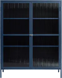 Bronco Blue Metal & Glass 55  Tall Display Cabinet
