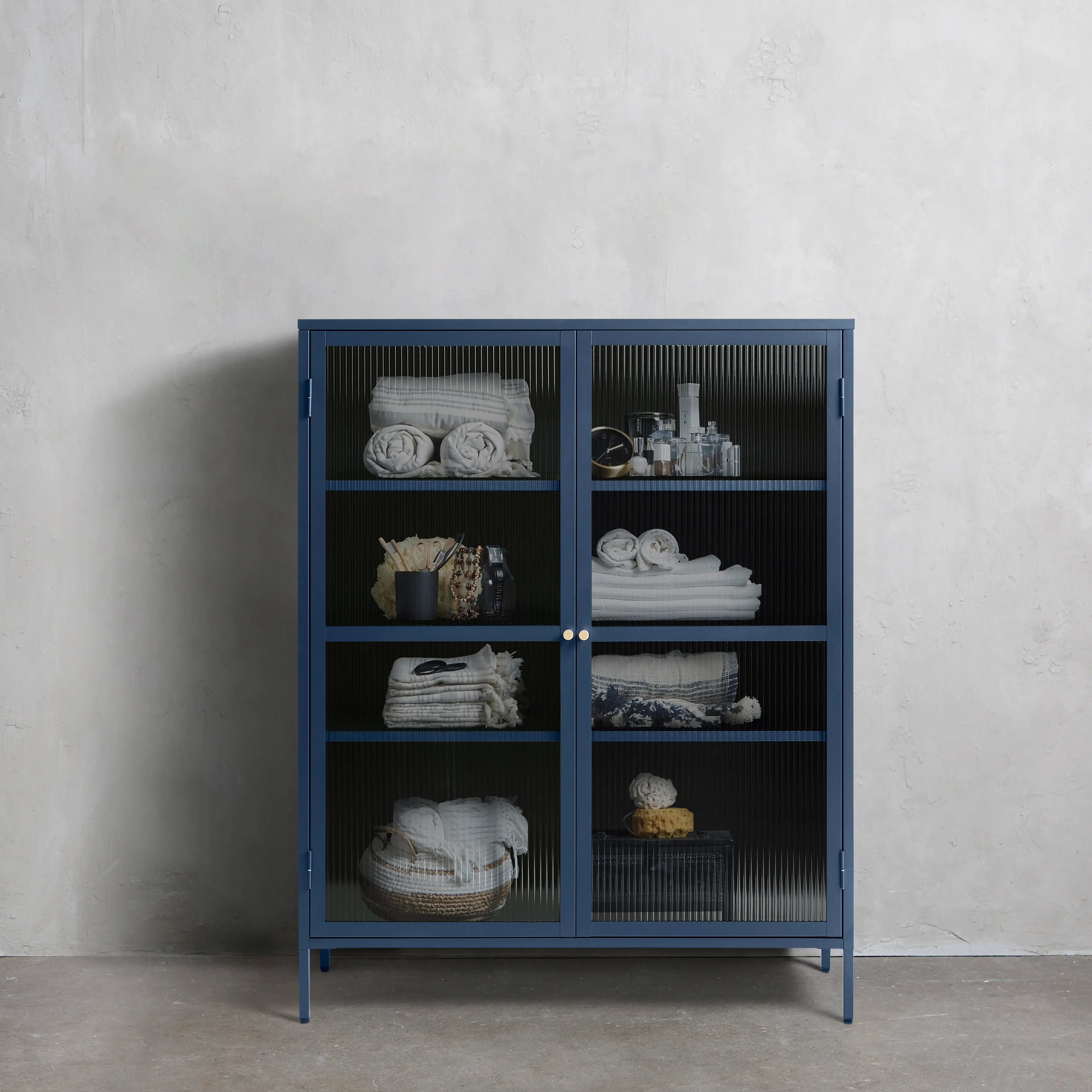 Bronco Blue Metal & Glass 55  Tall Display Cabinet-3