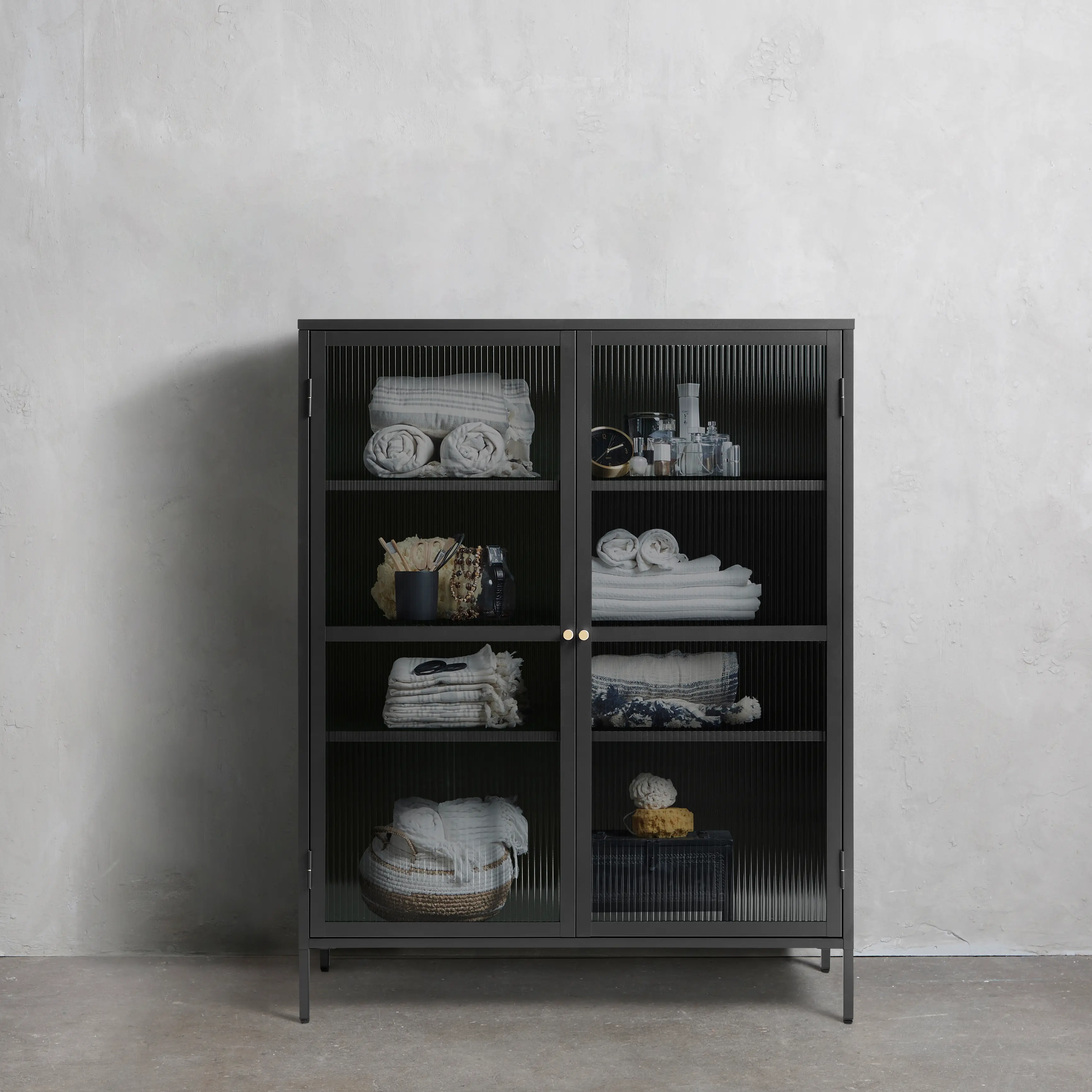 Bronco Black Metal & Glass 55  Tall Display Cabinet-2