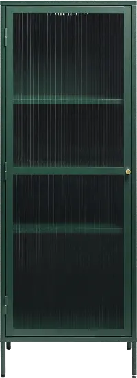 Bronco Green Metal & Glass 63  Tall Display Cabinet