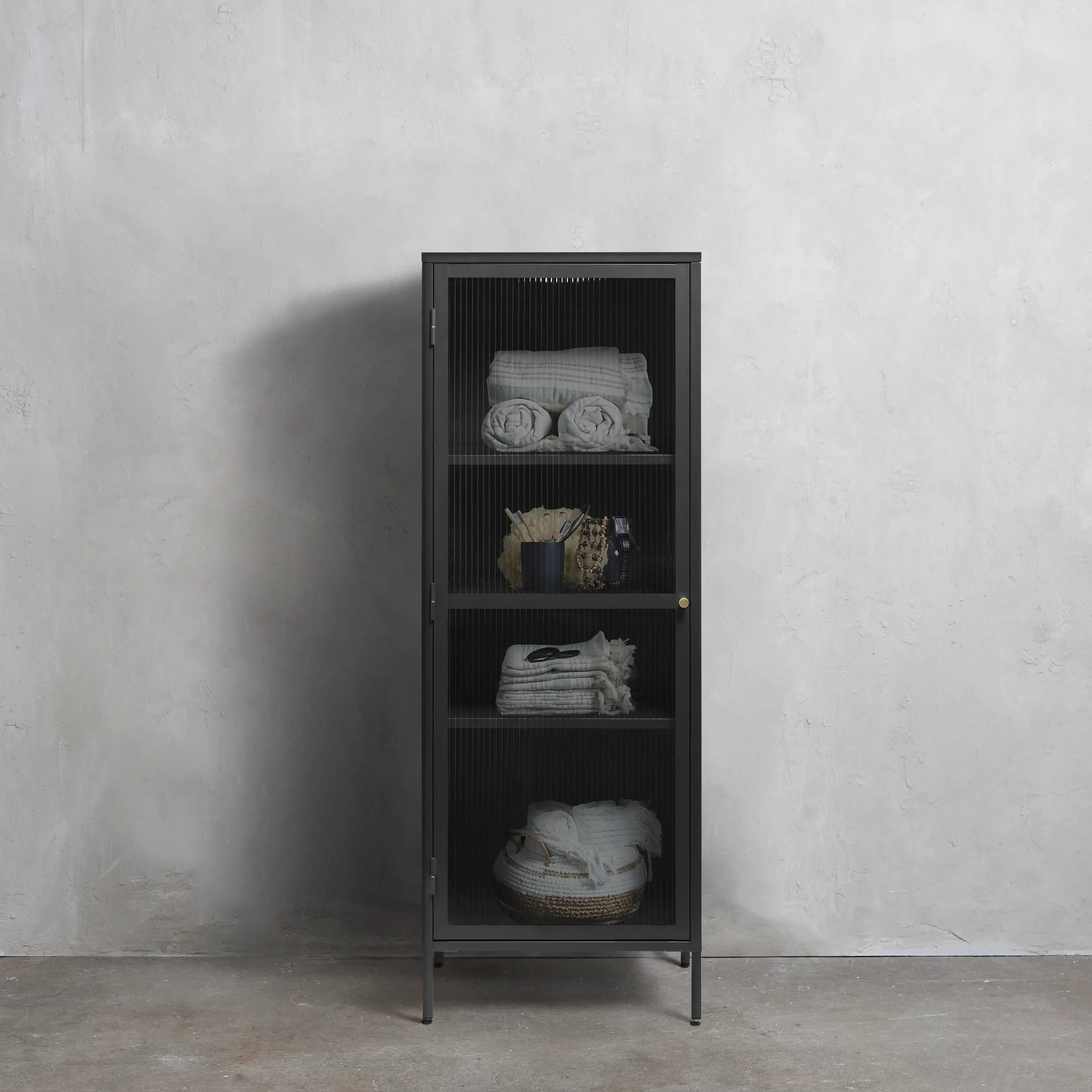Bronco Black Metal & Glass 63  Tall Display Cabinet-3