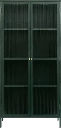 Bronco Green Metal & Glass 75  Tall Display Cabinet