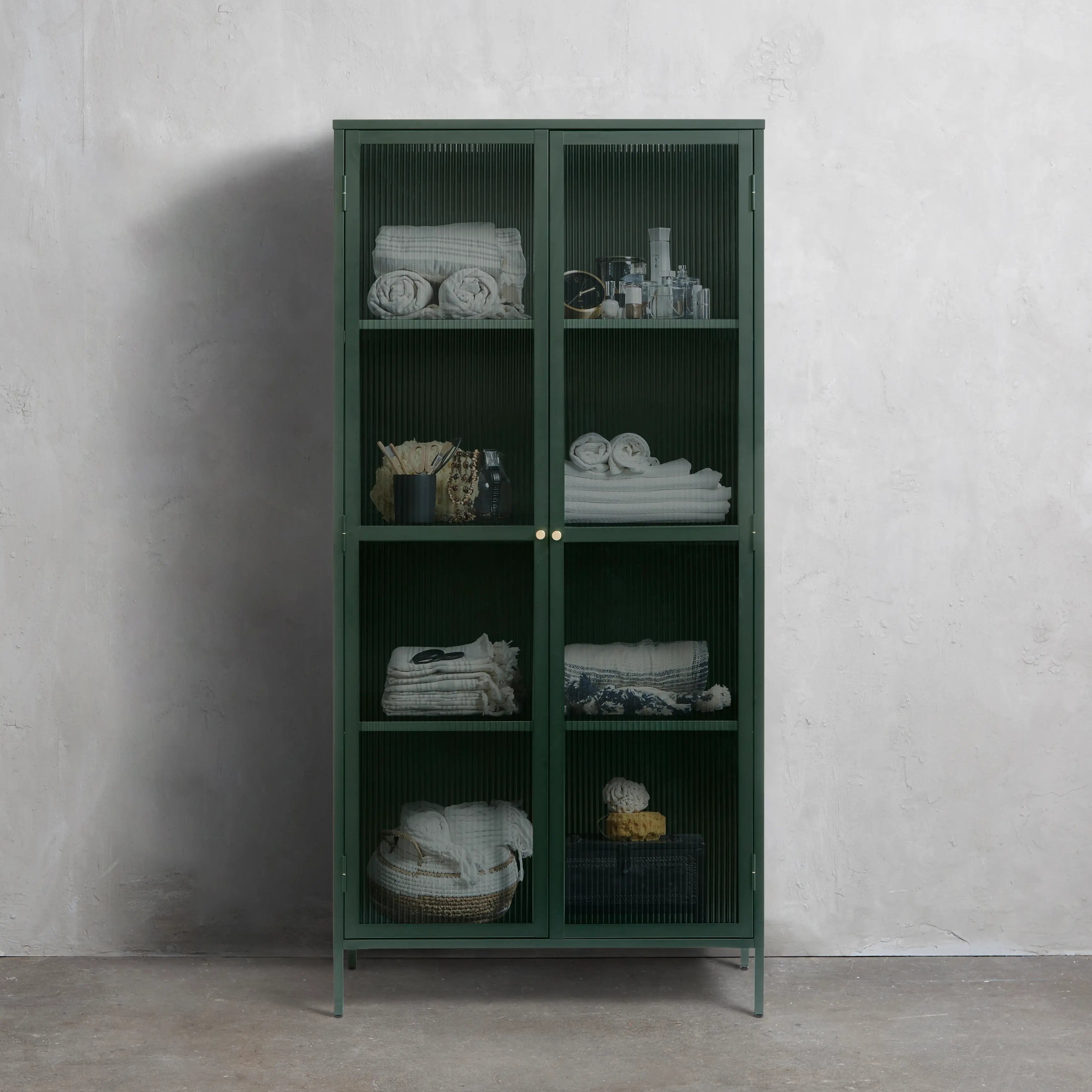 Bronco Green Metal & Glass 75  Tall Display Cabinet-2