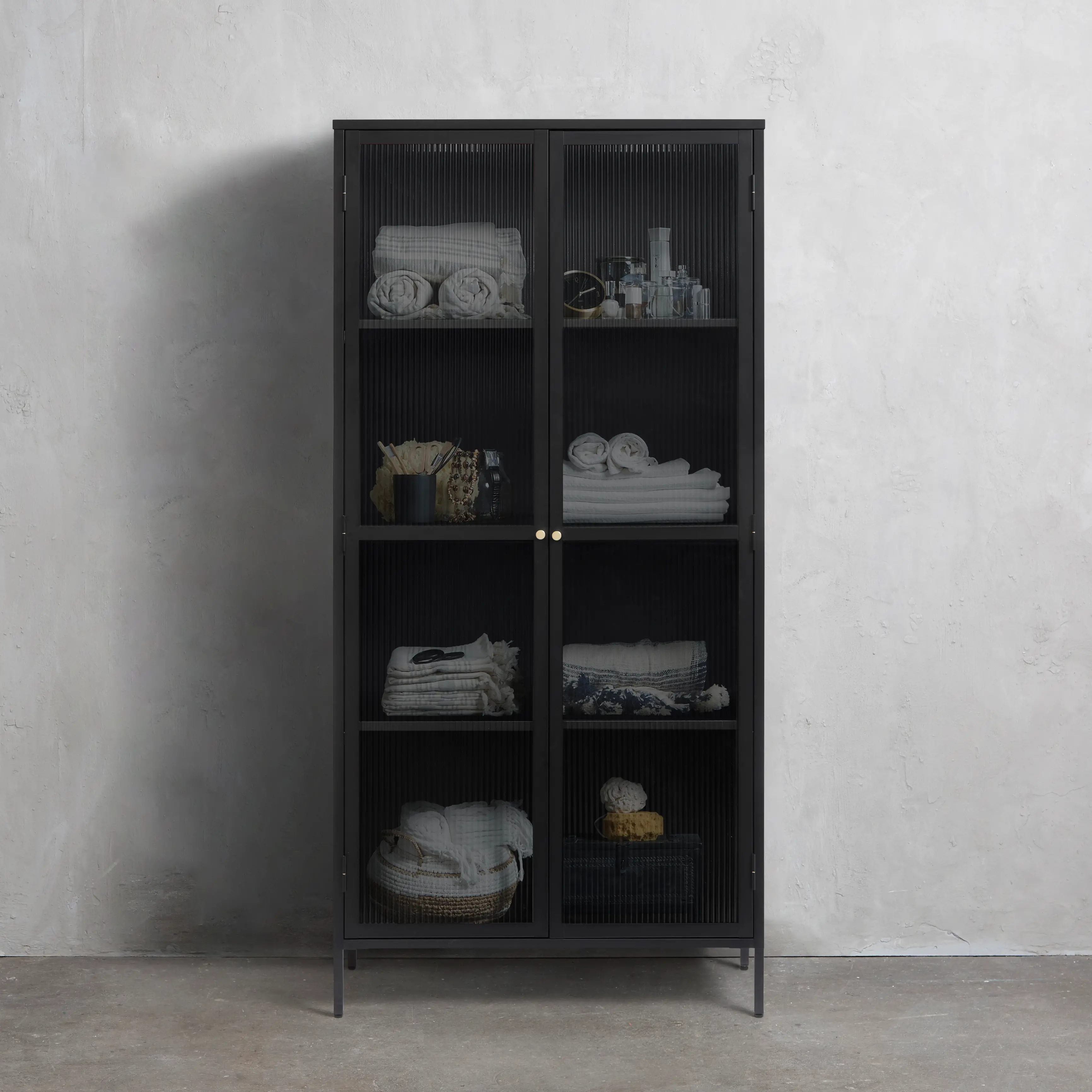 Bronco Black Metal & Glass 75  Tall Display Cabinet-2