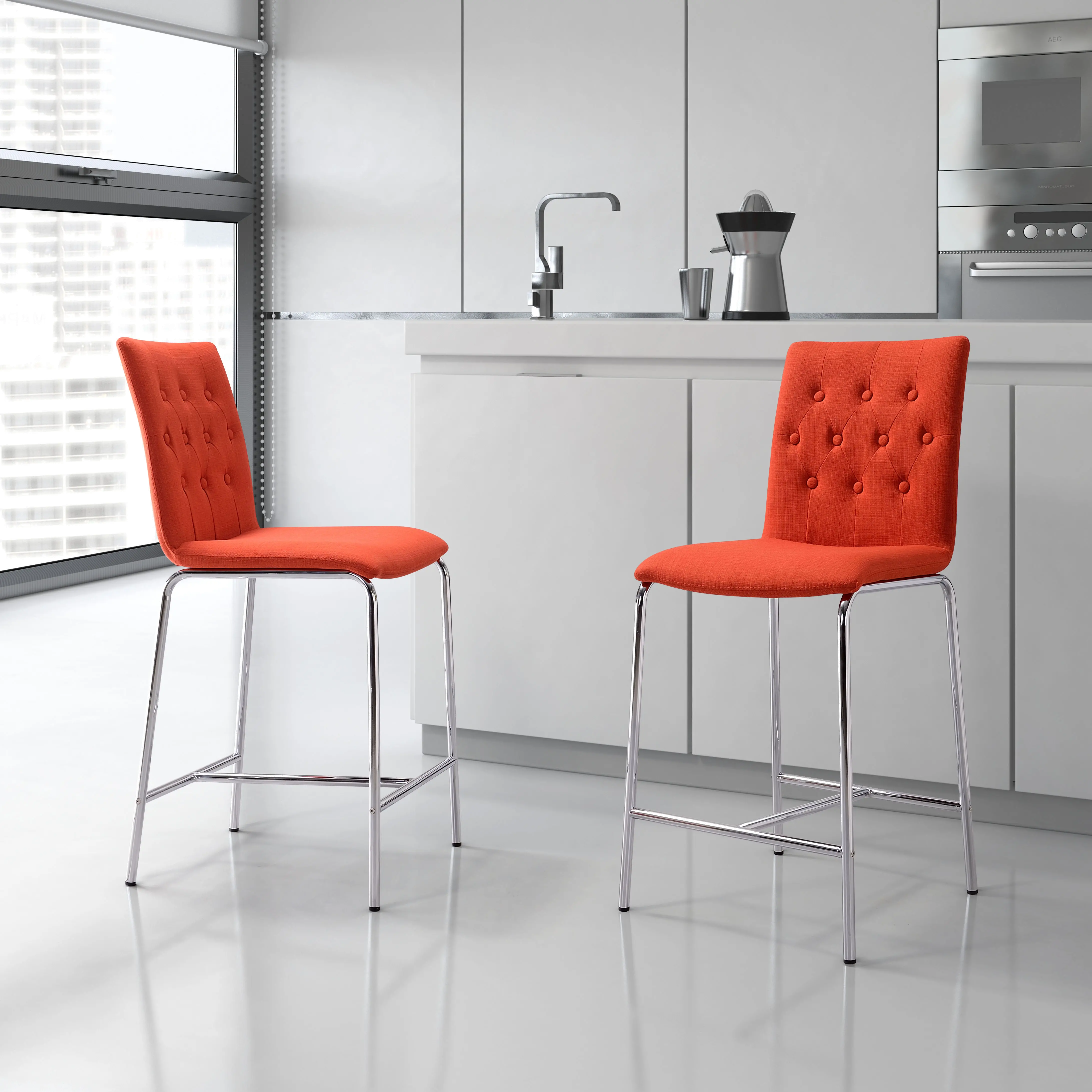 Uppsala Tangerine Counter Height Stool, Set of 2-2