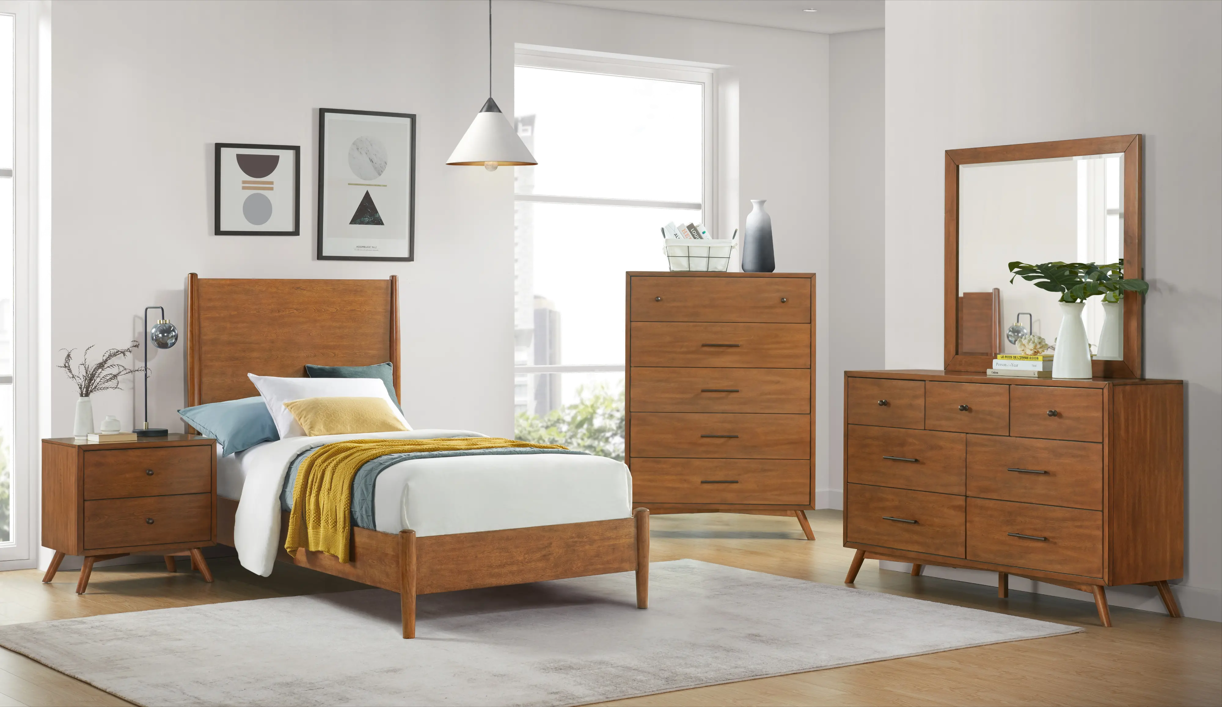 Robin Mid-Century Modern Brown Twin Platform Bed-10