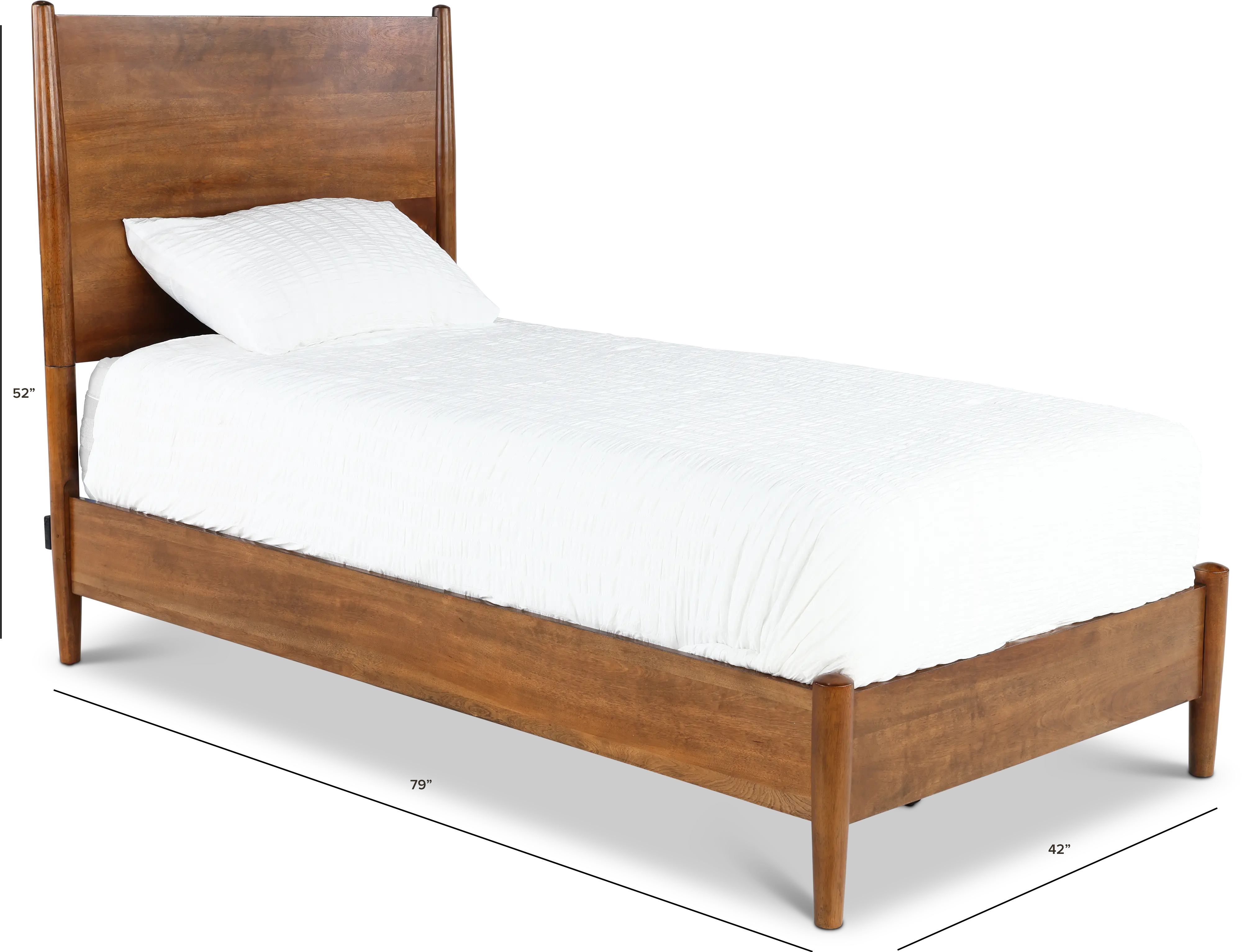 Robin Mid-Century Modern Brown Twin Platform Bed-4