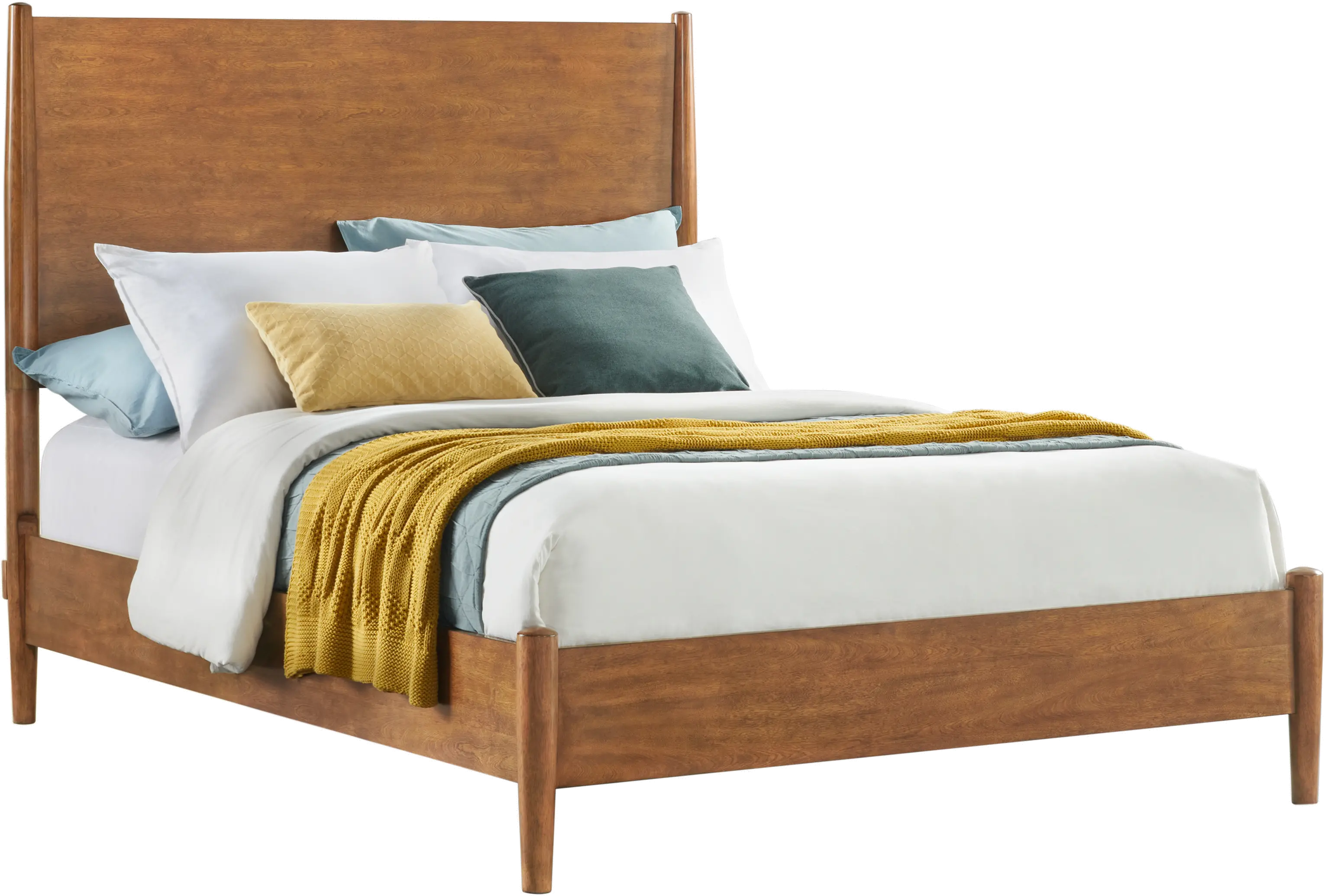 Robin Mid-Century Modern Brown Full Platform Bed-10