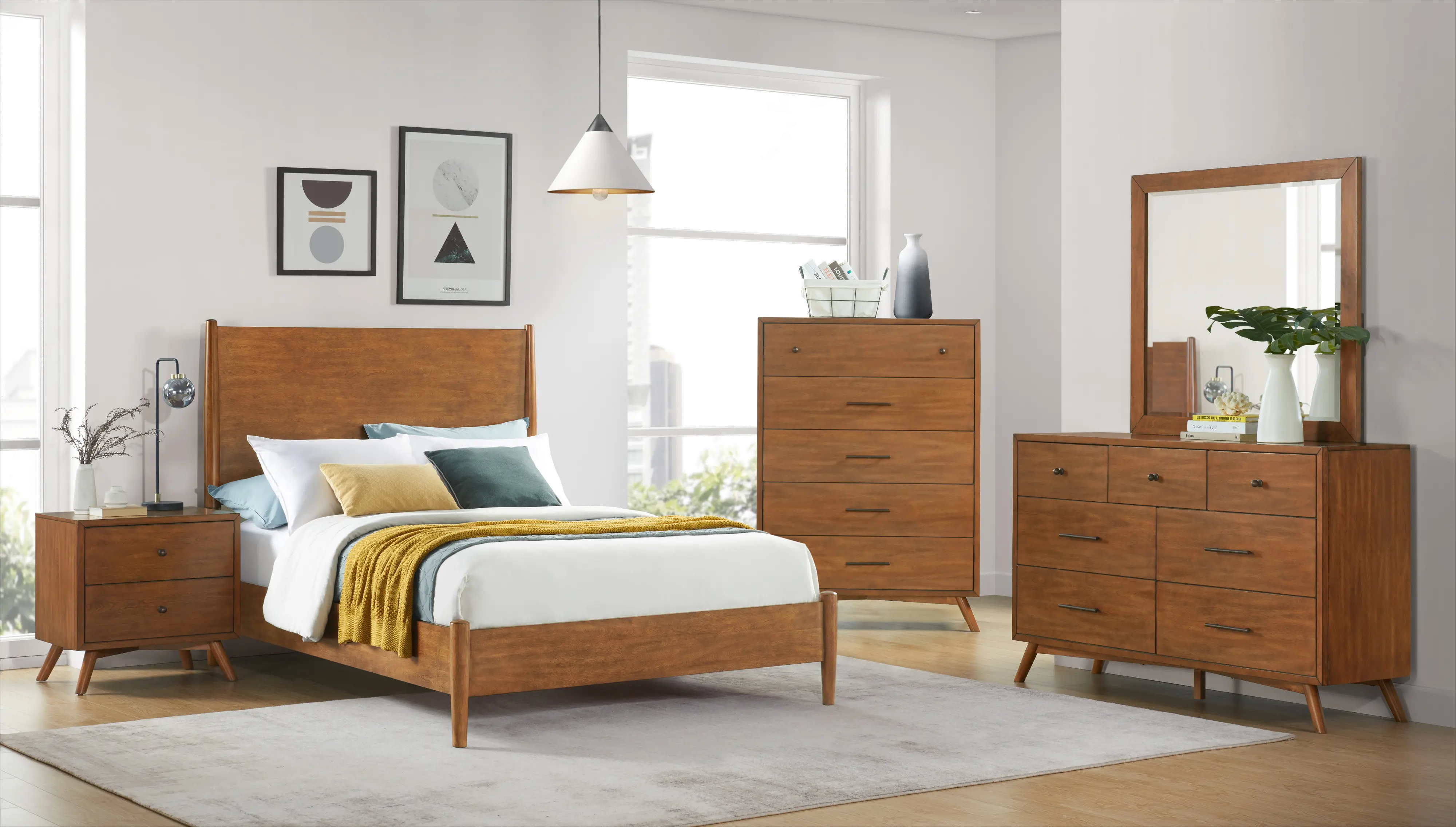 Robin Mid-Century Modern Brown Full Platform Bed-2
