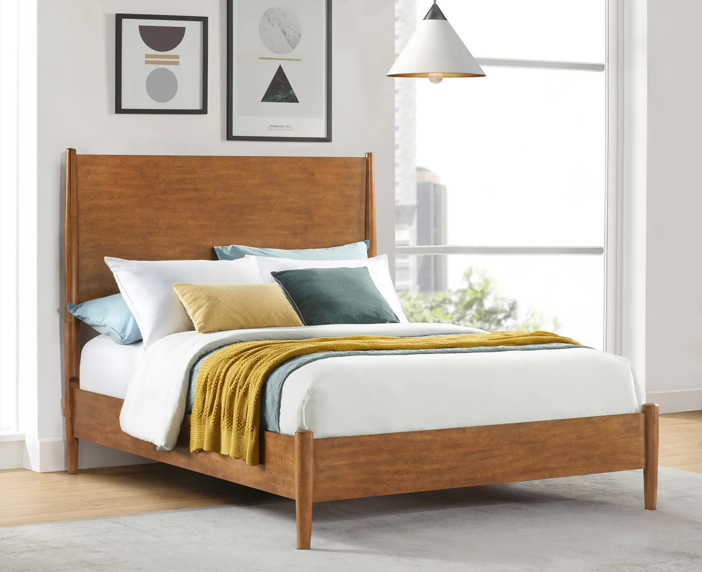 Robin Mid-Century Modern Brown Full Platform Bed-9