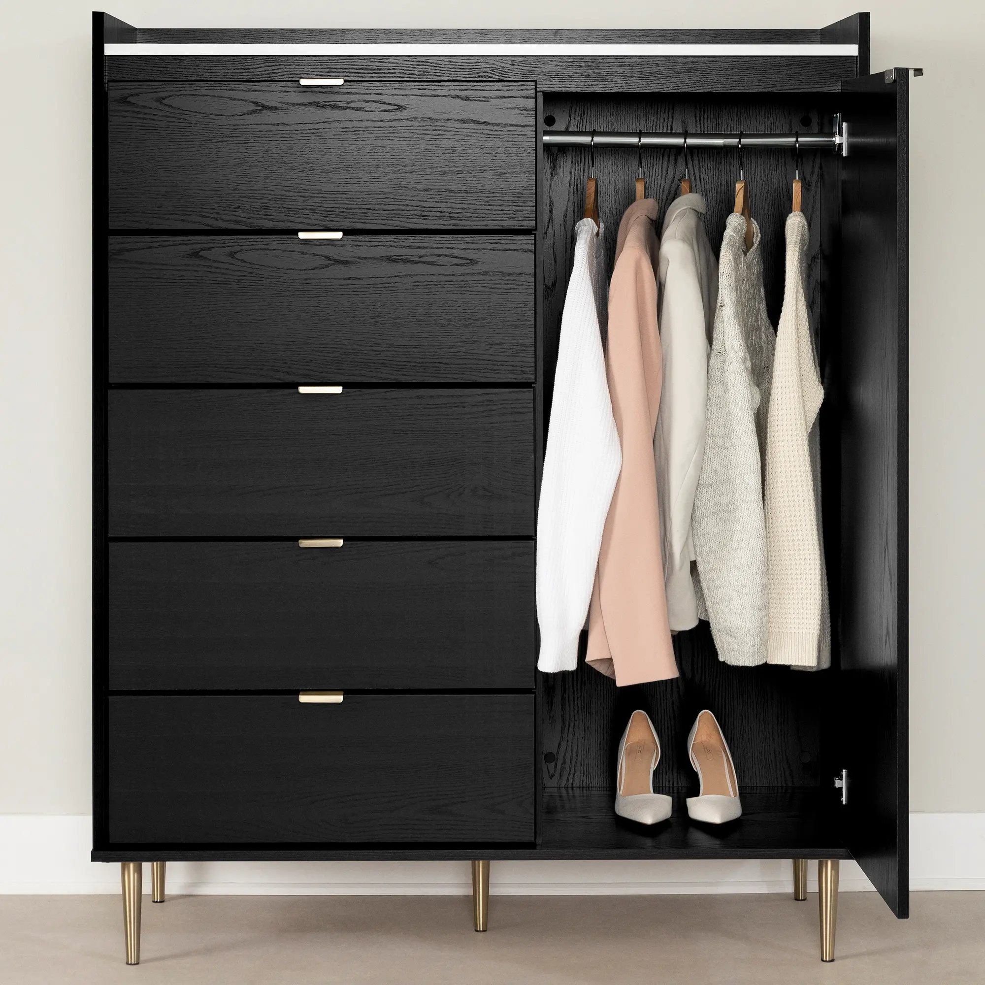 13538 Hype Black Oak 5-Drawer Chest of Drawers - South Shore-3