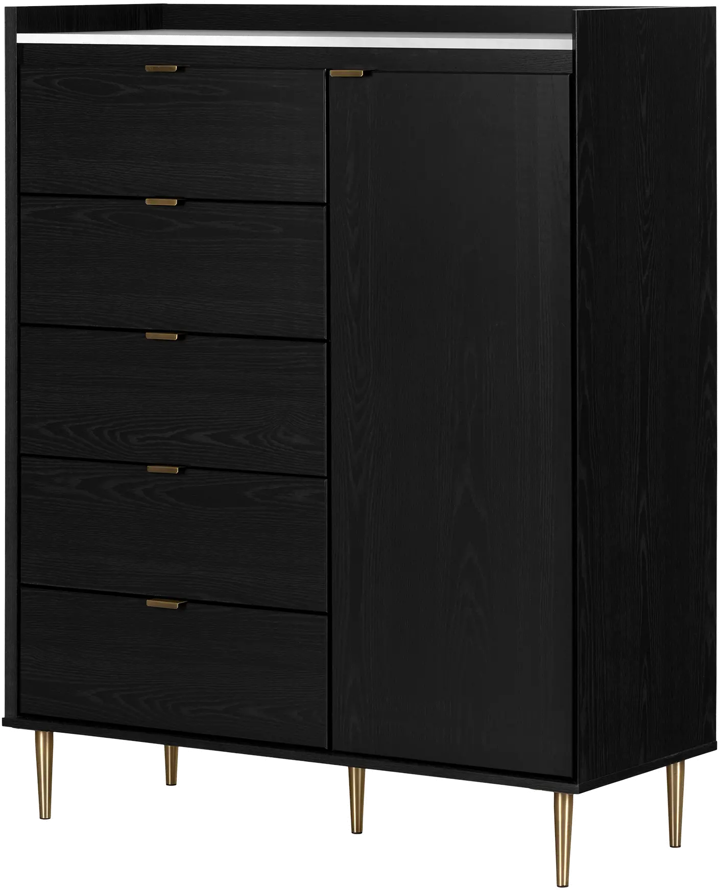 13538 Hype Black Oak 5-Drawer Chest of Drawers - South Shore-1
