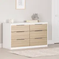 13979 Hourra Soft Elm and White 6-Drawer Dresser - South Shore