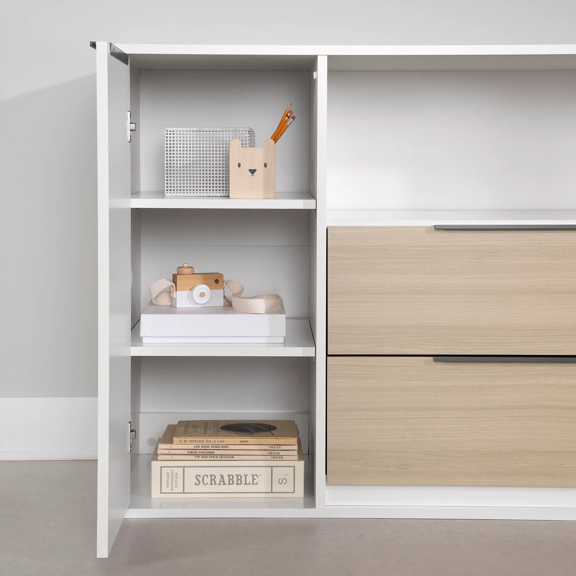 13983 Hourra Soft Elm & White 2-Drawer Dresser with Door - South Shore-3