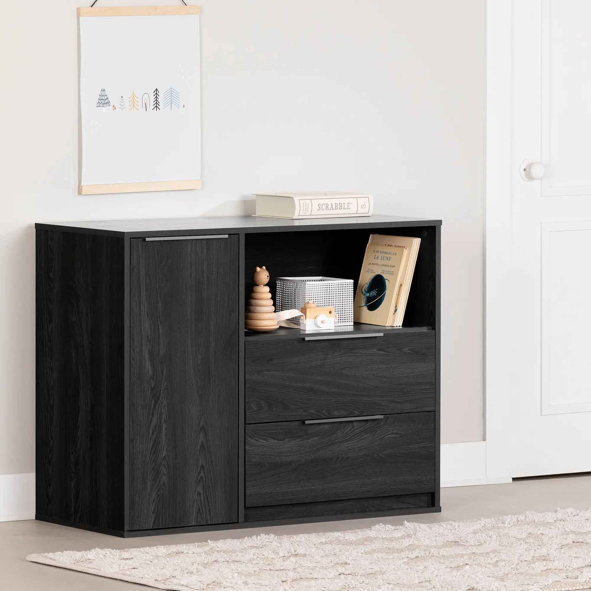 13988 Hourra Gray Oak 2-Drawer Dresser with Door - South Shore-2