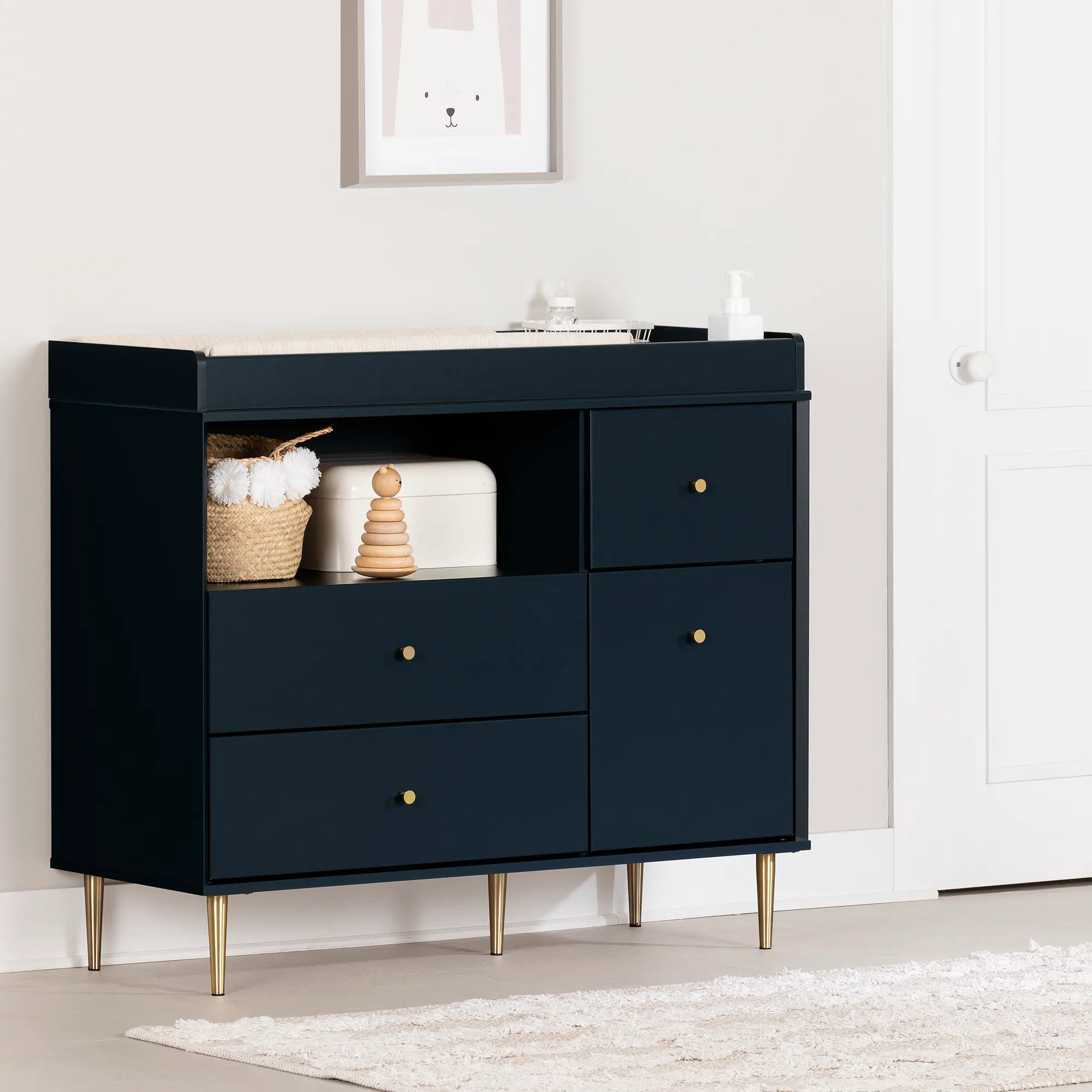 14204 Dylane Navy Blue Changing Table with Storage - South Shore-2
