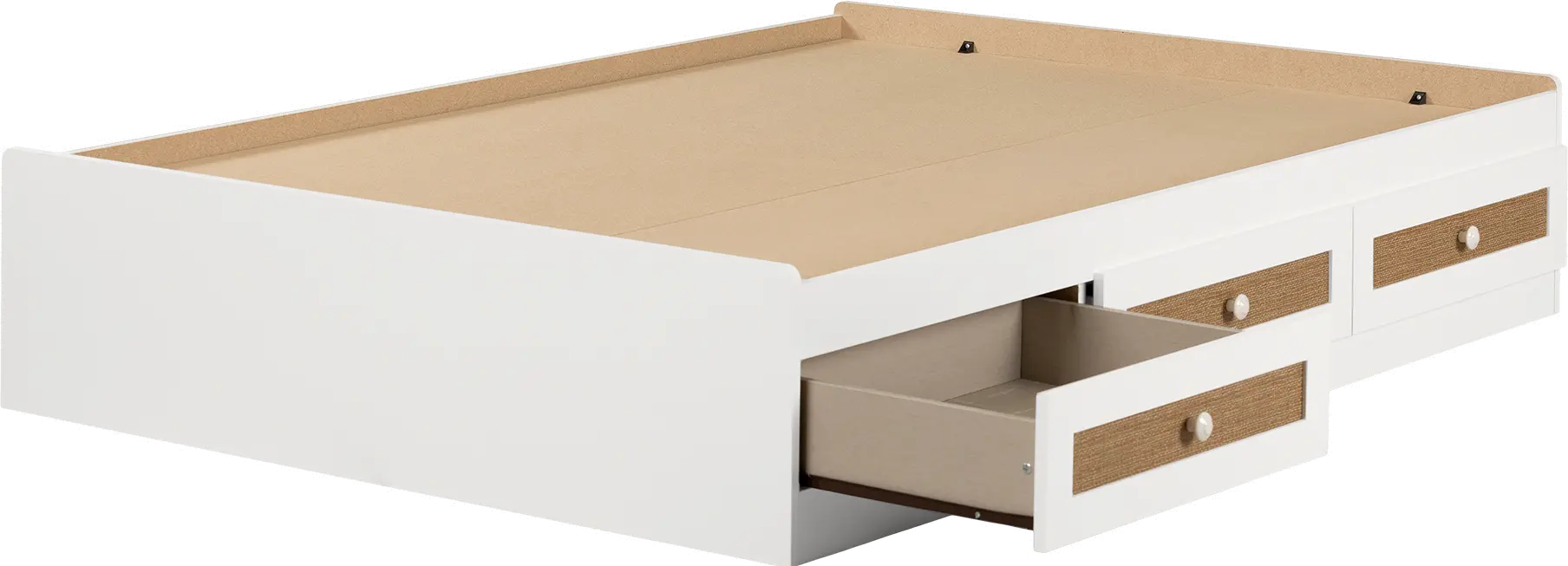 14371 Bloom White & Printed Rattan Full Storage Platform Bed - South Shore-1