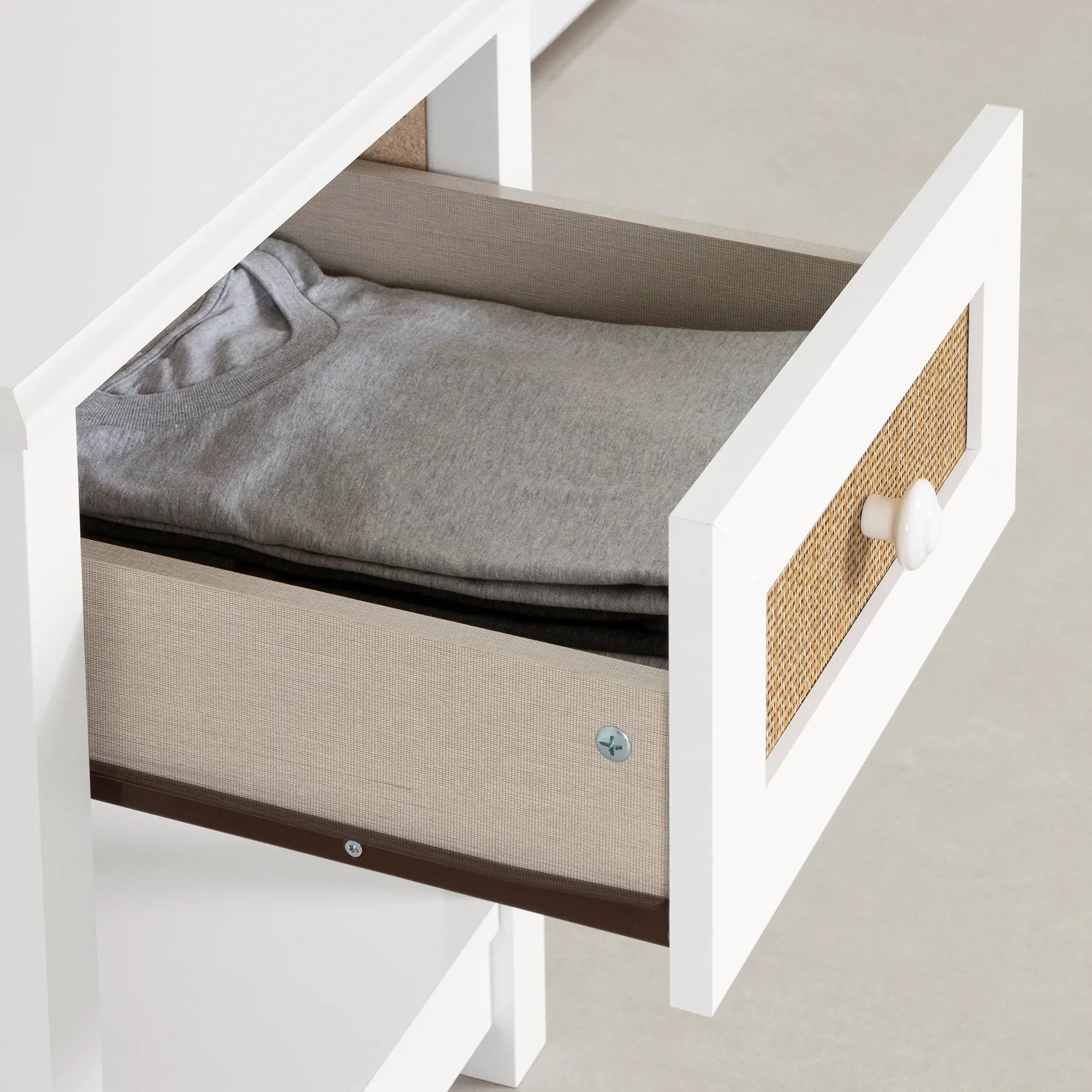 14377 Bloom White & Printed Rattan 1-Drawer Nightstand - South Shore-3