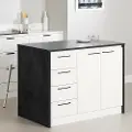 14440 Myro Faux Black Stone and White Kitchen Island - South Shore