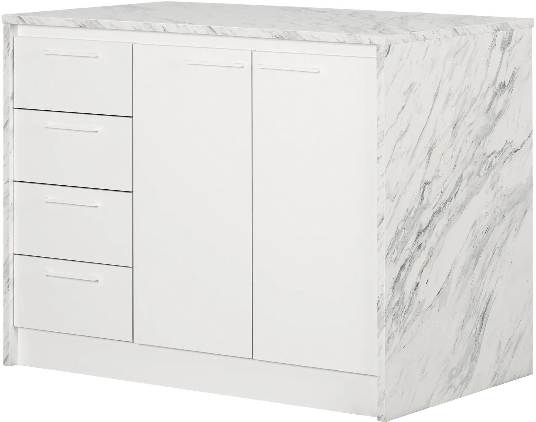 14596 Myro Faux White Marble and White Kitchen Island - South Shore-1