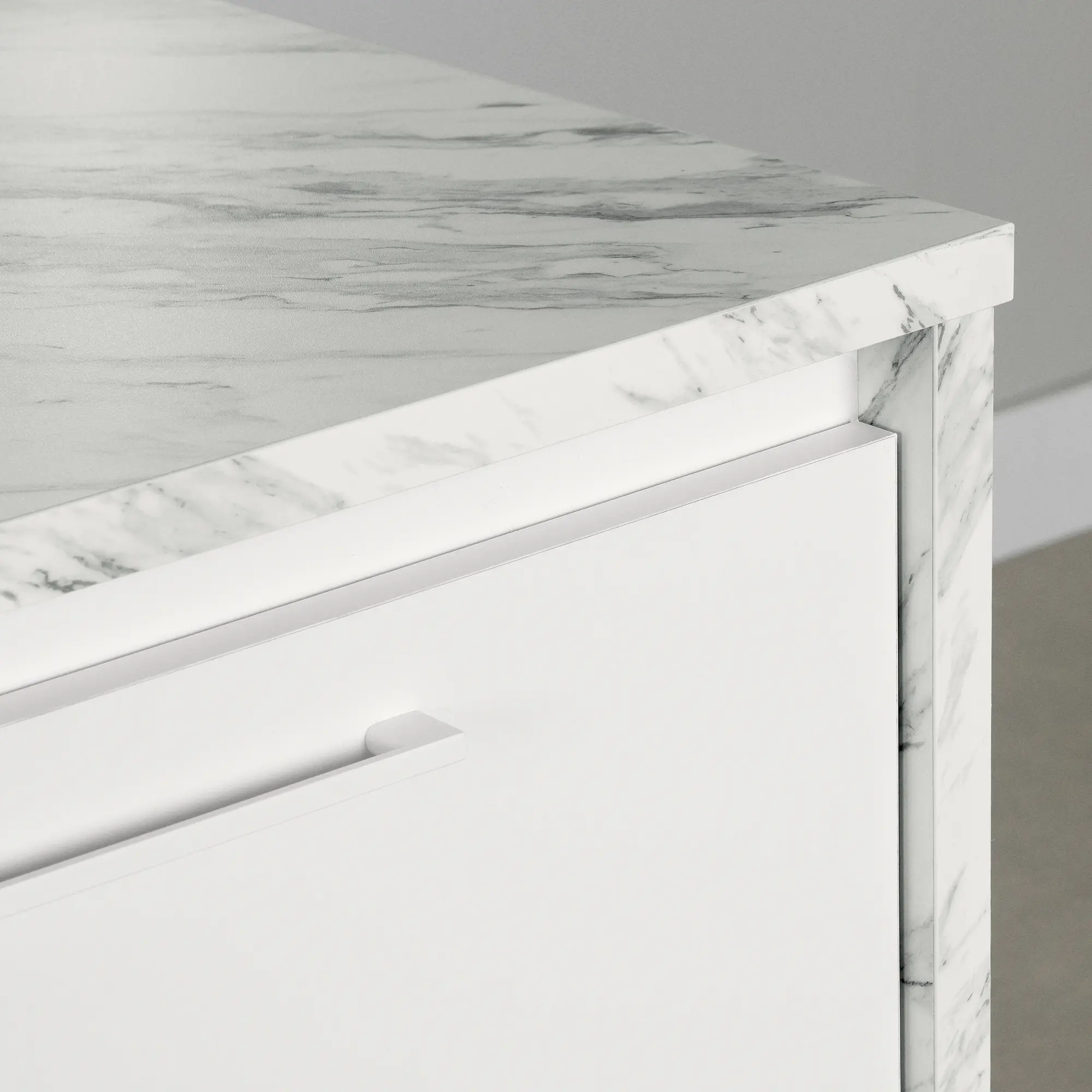 14596 Myro Faux White Marble and White Kitchen Island - South Shore-4