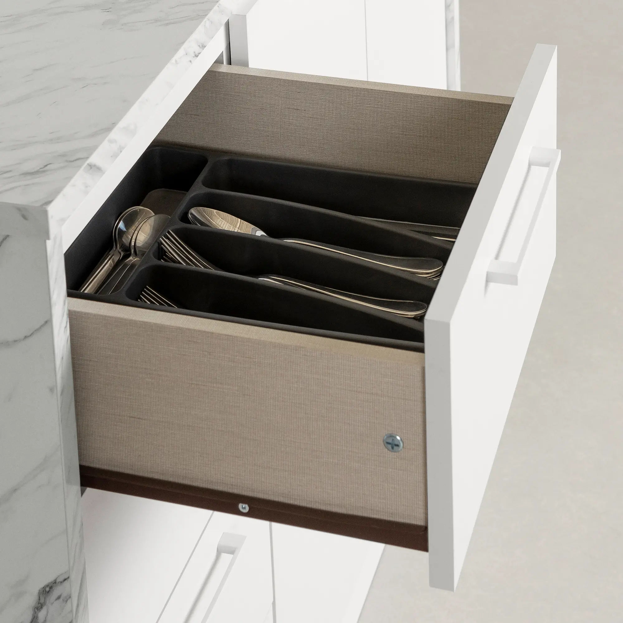 14596 Myro Faux White Marble and White Kitchen Island - South Shore-8