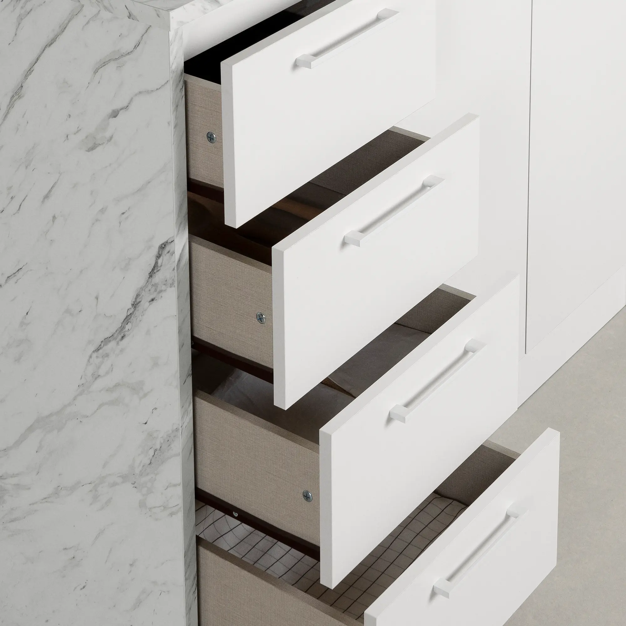 14596 Myro Faux White Marble and White Kitchen Island - South Shore-9