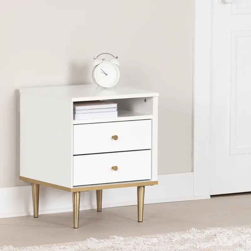 Dylane White 2-Drawer Nightstand - South Shore