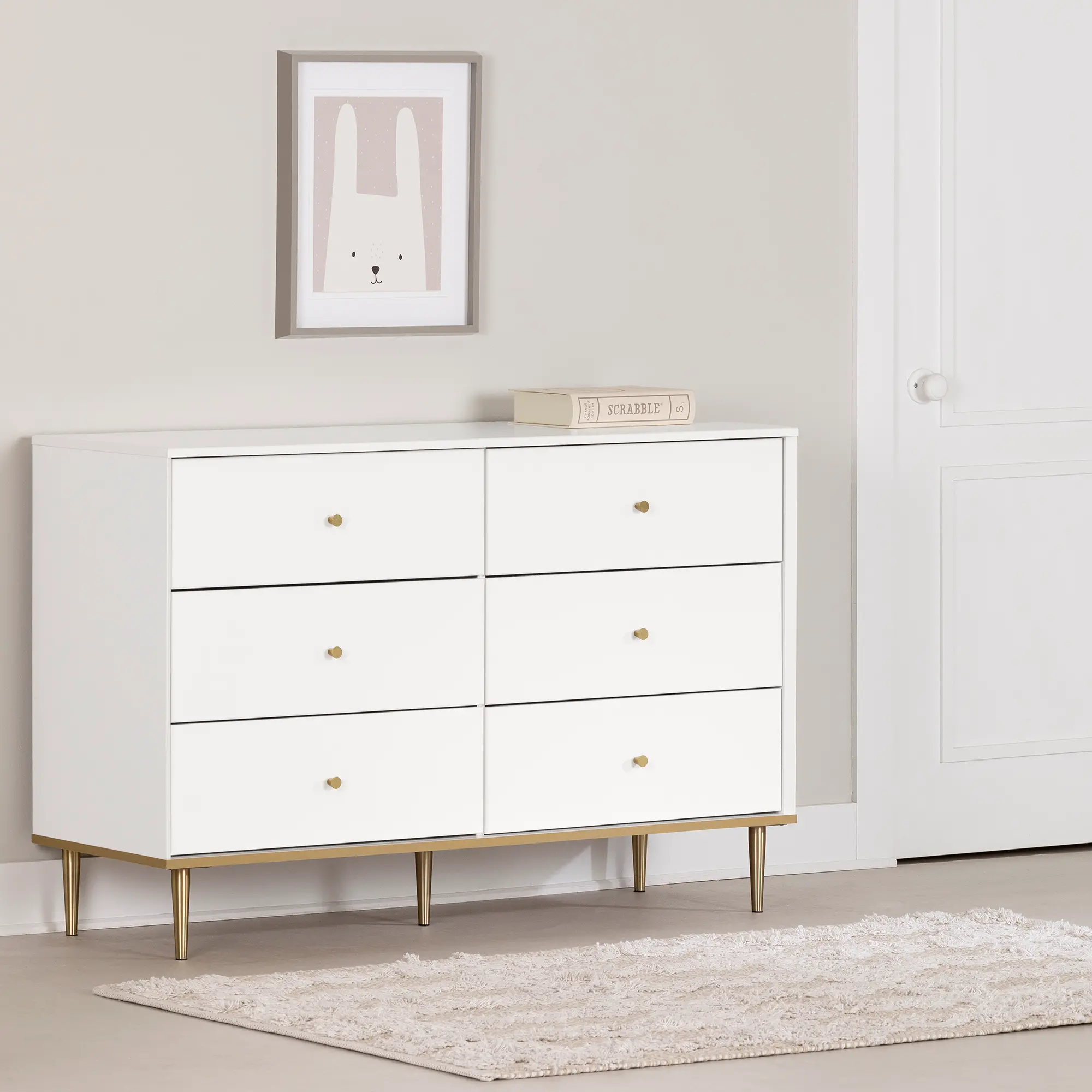 14763 Dylane White 6-Drawer Dresser - South Shore-2